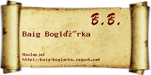 Baig Boglárka névjegykártya